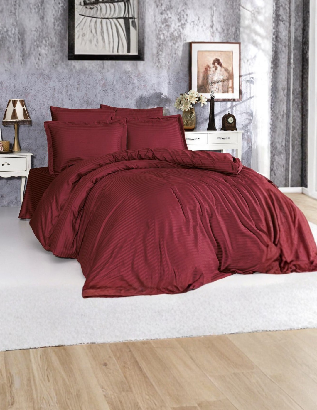 Nevresim Takımı – Çizgili Saten ÇEŞİTLİ RENK