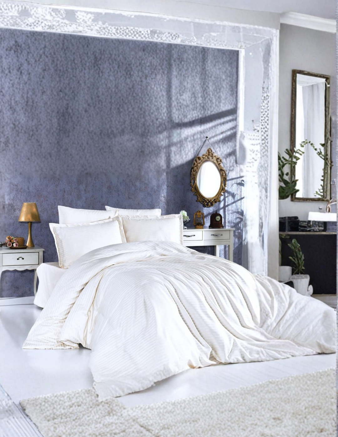 Nevresim Takımı – Çizgili Saten ÇEŞİTLİ RENK