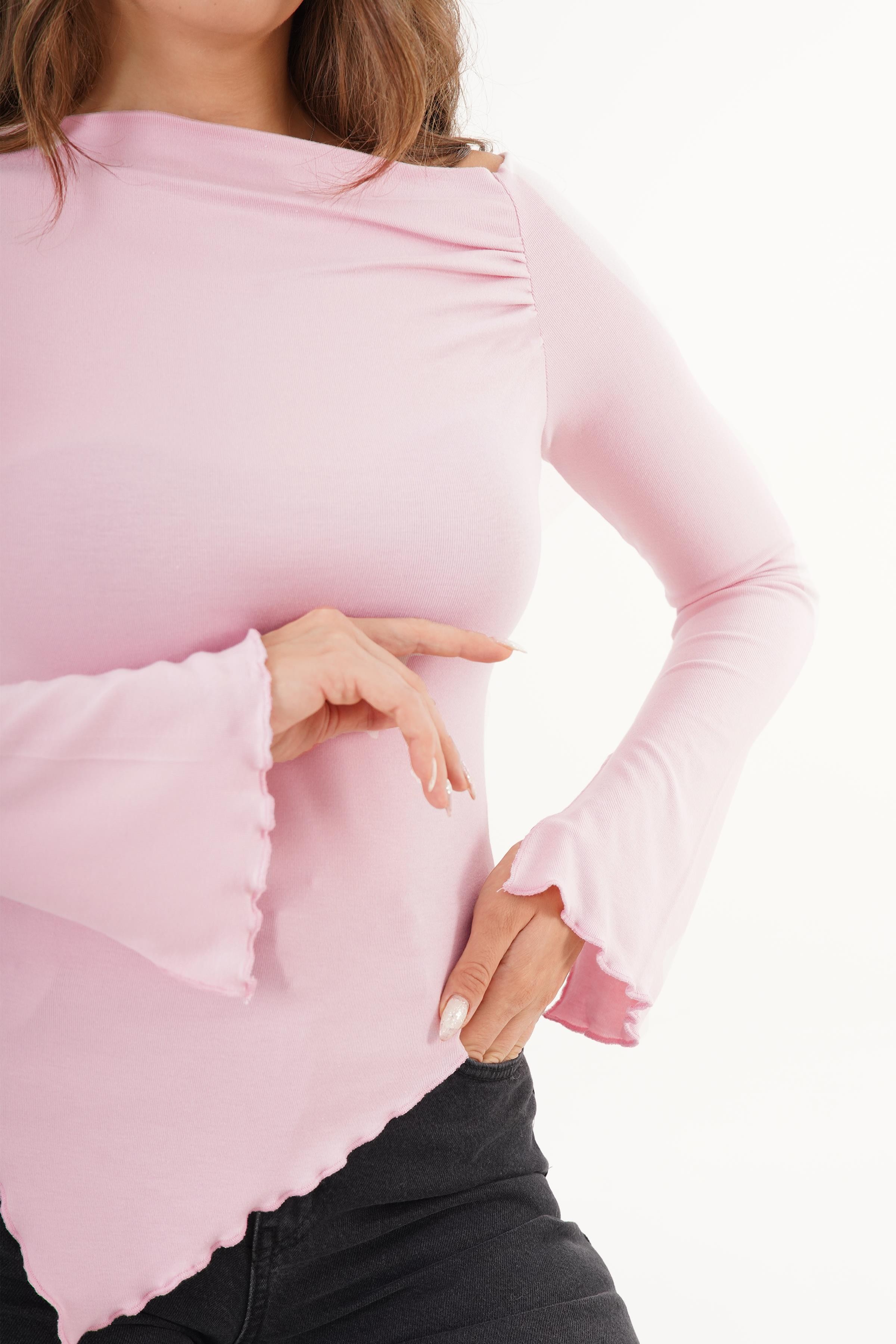 Asimetrik Kesim Toptan Basic Bluz Stok Kodu 4854