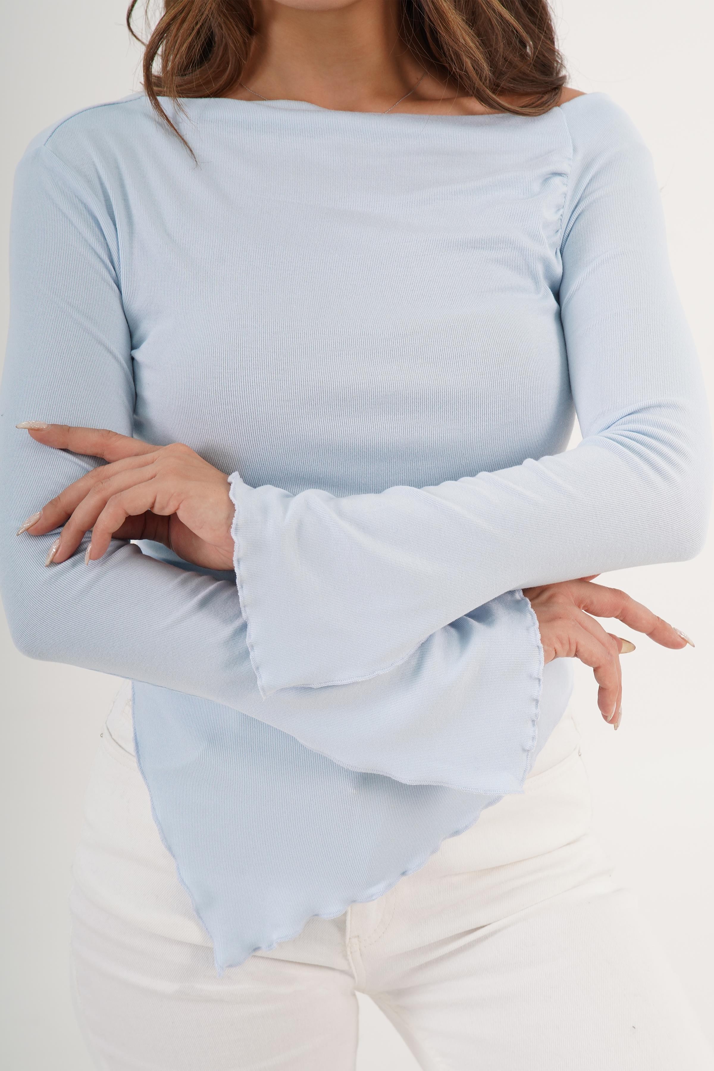 Asimetrik Kesim Toptan Basic Bluz Stok Kodu 4854